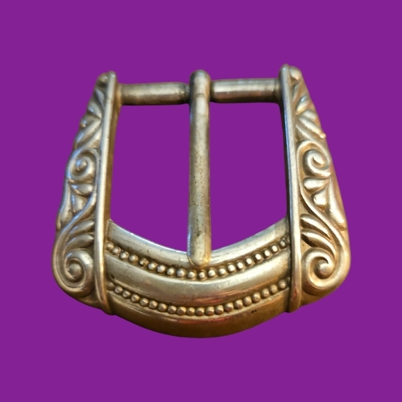 Vintage Taiwan Metal Western Scroll Buckle - Picture 1 of 5